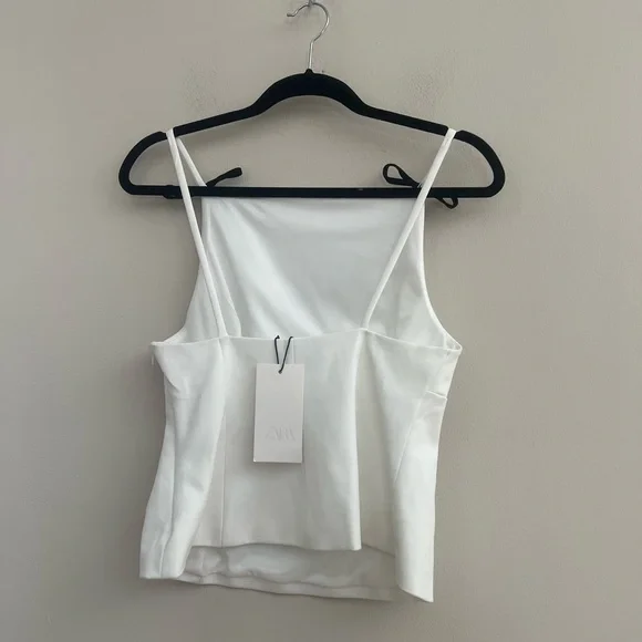 Zara White Camisole with Black Bow Accents - Picture 9 of 12